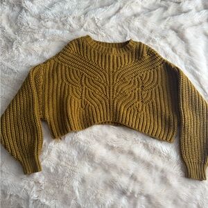 Topshop Mustard Cable Knit Sweater